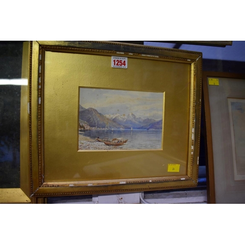 1254 - A.M., 'Lago di Como', inscribed and dated 1889, watercolour, 11.5 x 16.5cm and an unframed oil on ca... 