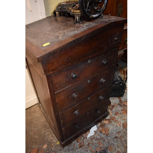 1270 - A Regency rosewood Davenport, with sliding top, 50.5cm wide.