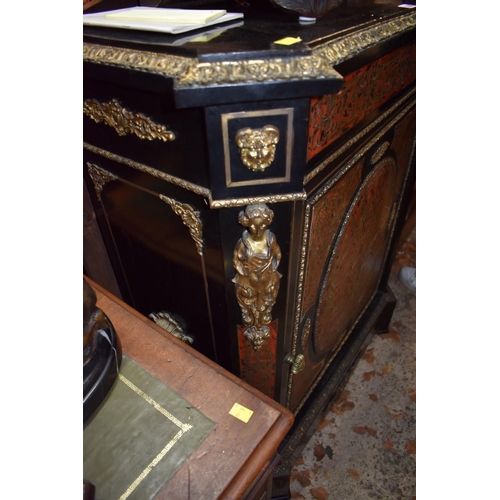 1288 - A late 19th century ebonized and boulle side cabinet, 93cm wide.