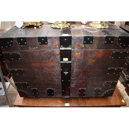 1328 - An oak and metal bound silver chest, 75cm wide. 