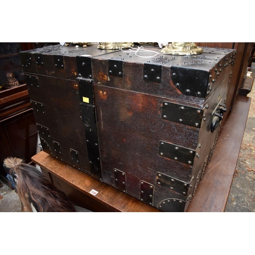 1328 - An oak and metal bound silver chest, 75cm wide. 