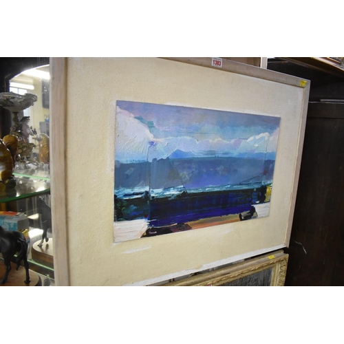 1383 - L Wakefield, a seascape, signed, oil on board,31 x 51cm. 