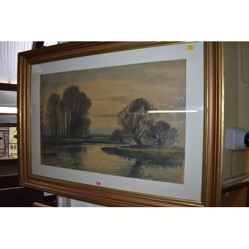 1393 - Edwin Harris, 'Evening near Stopham', signed, labelled verso, watercolour, 44 x 67cm. &nbs... 