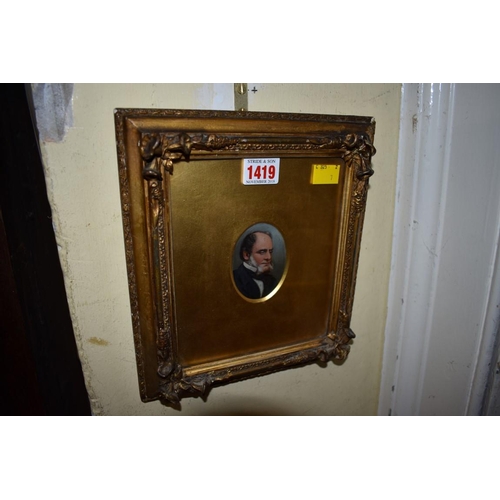 1419 - A portrait miniature of a Victorian gentleman, 7.5cm oval. 