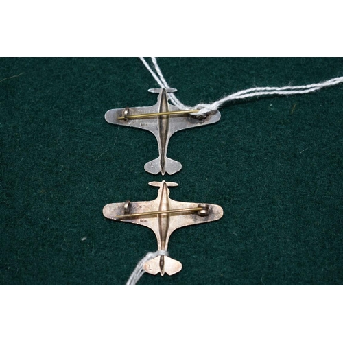 505 - Two silver Spitfire brooches, by W B S, 39mm wingspan.