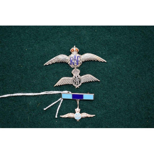 511 - A silver and enamel RAF fob badge; together with a silver and enamel sweetheart brooch; and an unmar... 