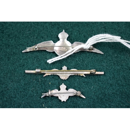 515 - A silver and enamel RAF sweetheart brooch; together with two similar examples, largest 57mm, (3).... 