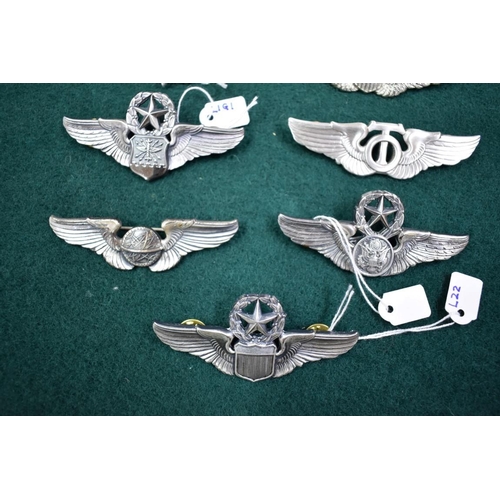 554 - A group of seven US Airforce wings of various ranks, to include; Command Navigator; Bombardier by Fi... 