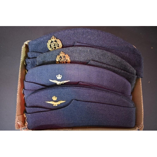 634 - Four RAF side caps, to include one example reputedly worn by Air Commodore A D Jackson; togethe... 