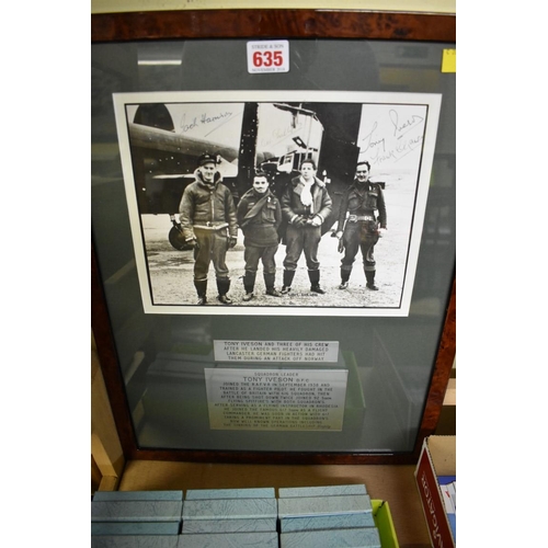 635 - Photographs: an autographed image of Tony Iveson (Squadron Leader, DFC); Des Phillips; Jack Har... 