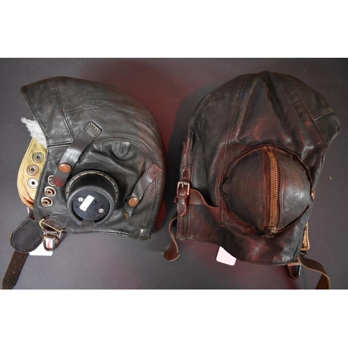 638 - A World War II RAF 'B' type leather flying helmet; together with a 'C' type example.... 