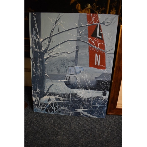 644 - Michael Land, 'The Winter of 44', signed, oil on board, 45.5 x 35.5cm, unframed; together with ... 