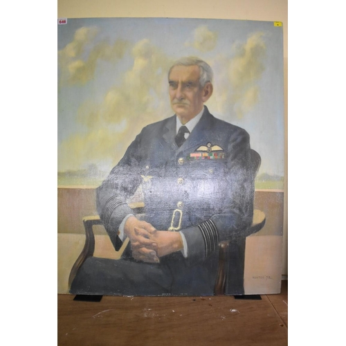 646 - * Newton, a half-length seated portrait of an RAF Group Captain, signed and dated 72, oil on bo... 