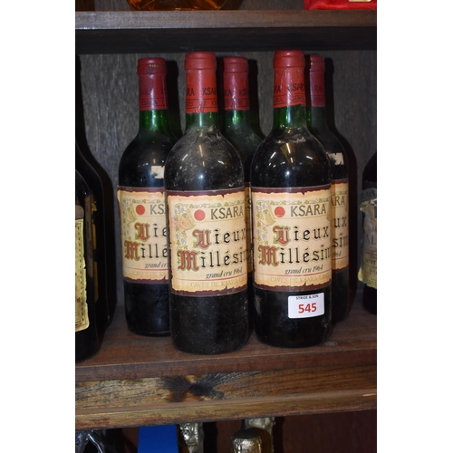 577 - Five bottles of 1964 Caves de Ksara Vieux Millesime grand cru. (5)