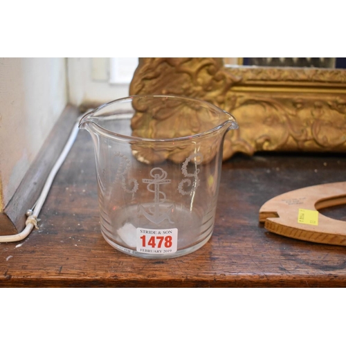 1478 - Of Nautical Interest: an HMS Royal George commemorative clear glass wine rinser, finely engraved 'R ... 