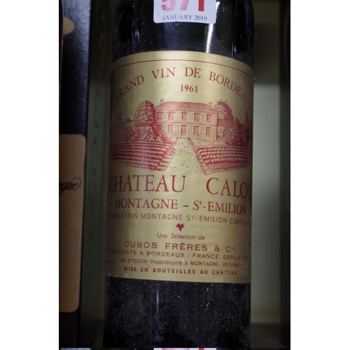 571 - A 73cl bottle of 1961 Chateau Calon, Montagne-St Emilion.