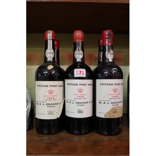 575 - Six bottles of Grahams 1966 vintage port. (6)