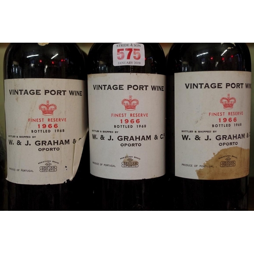 575 - Six bottles of Grahams 1966 vintage port. (6)