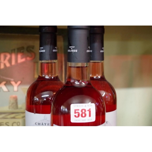 581 - Three 75cl bottles of 2015 Chateau de Columbe Bordeaux Rose. (3)