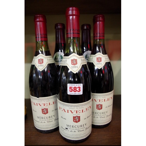 583 - Three 75cl bottles of 1991 Faiveley Mercurey Domaine de la Croix Jacquelet; together with two 75cl b... 