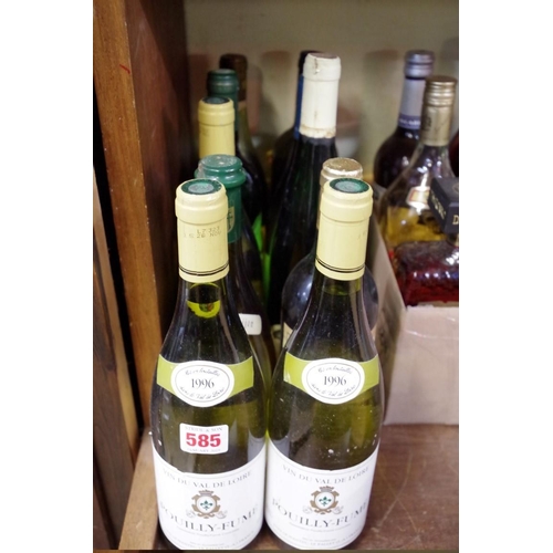 585 - Ten various bottles of white wine, to include: three 75cl 1996 Pouilly-Fume; and a 75cl 2001 Do... 