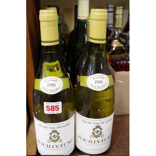 585 - Ten various bottles of white wine, to include: three 75cl 1996 Pouilly-Fume; and a 75cl 2001 Do... 