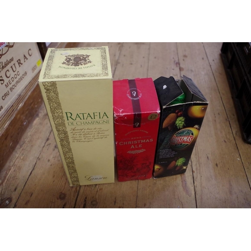 606 - A mixed lot of alcohol, to include: a 75cl bottle of Lanson Ratafia de Champagne, in card box. (17)... 