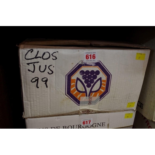 616 - A case of twelve 75cl bottles of 1999 Givry 1er Cru Clos Jus, Domaine Chofflet Valdenaire, in o... 