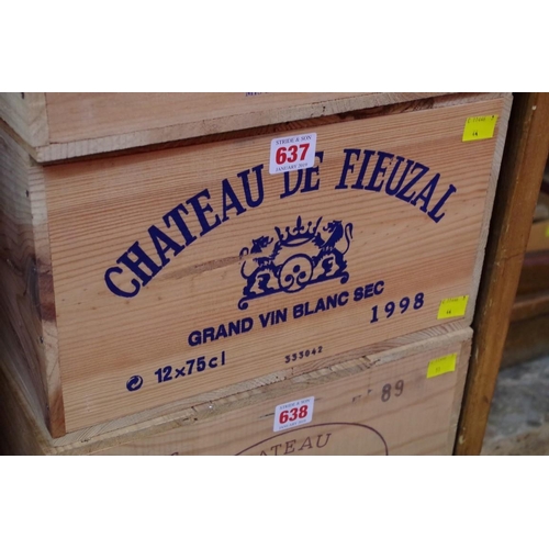 637 - A case of twelve 75cl bottles of 1998 Chateau de Fieuzal Blanc, Pessac-Leognan, in owc. (12)PLE... 