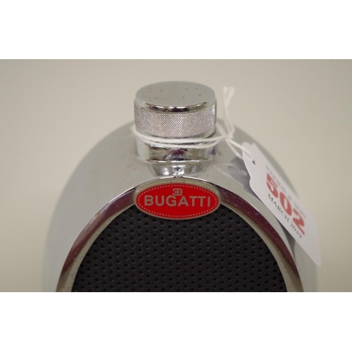 502 - A French 'Bugatti' radiator decanter or spirit flask, 19cm high.