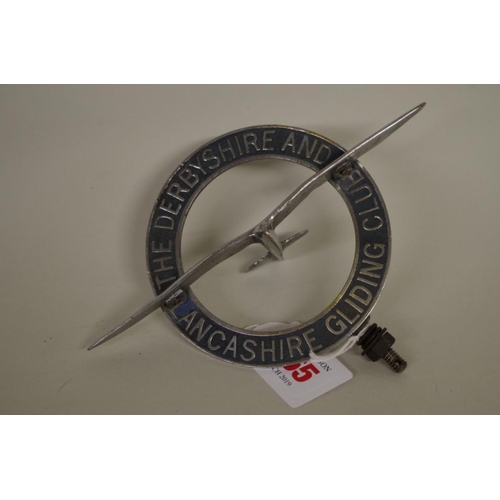 565 - A vintage 'The Derbyshire And Lancashire Gliding Club' car radiator badge, wingspan 16.5cm.... 