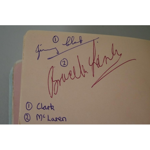 572 - Autograph Album: containing: Carroll Shelby; Roy Salvadori; Graham Hill (2); Dan Gurney; Jimmy Clark... 