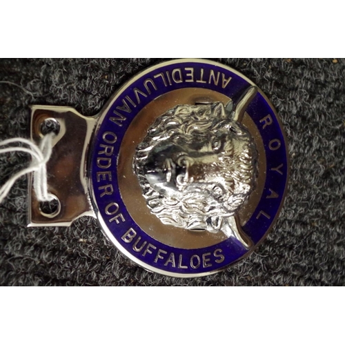 581 - A Royal Antediluvian Order of Buffaloes chrome and enamel car radiator badge, in card box.... 