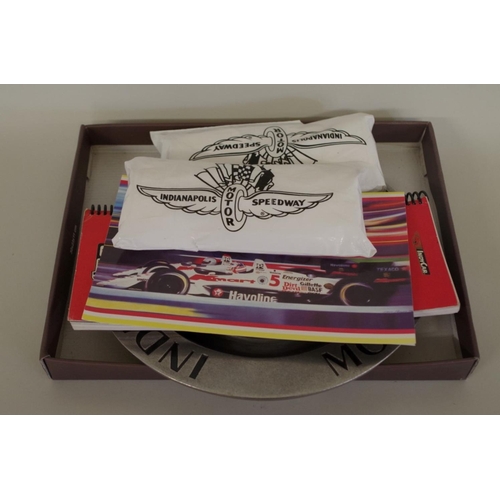 611 - Indianapolis Motor Speedway: a small collection of items, to include a Carl Haas signed Christm... 