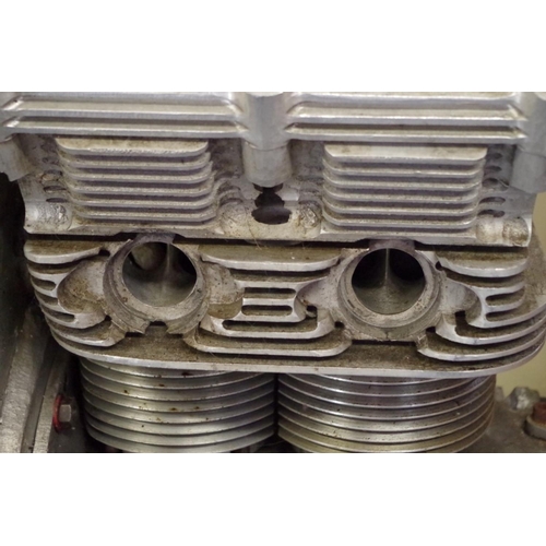 624 - A vintage aluminium flat four cylinder engine block, 77cm wide x 52.5cm deep, by repute fr... 