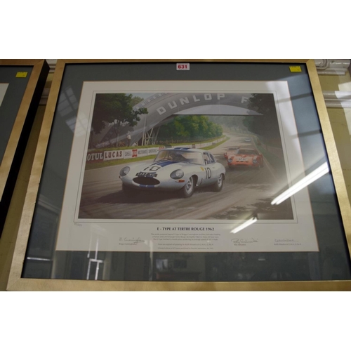 631 - Keith Woodcock, 'E-Type at Tertre Rouge 1962', signed in pencil and numbered 350/475, additiona... 