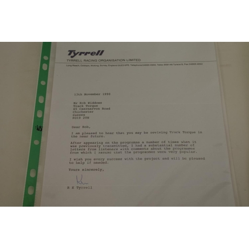 633 - Tyrrell: a Ken Tyrrell autograph letter, an Order of Service for Ken Tyrrell's memorial service... 