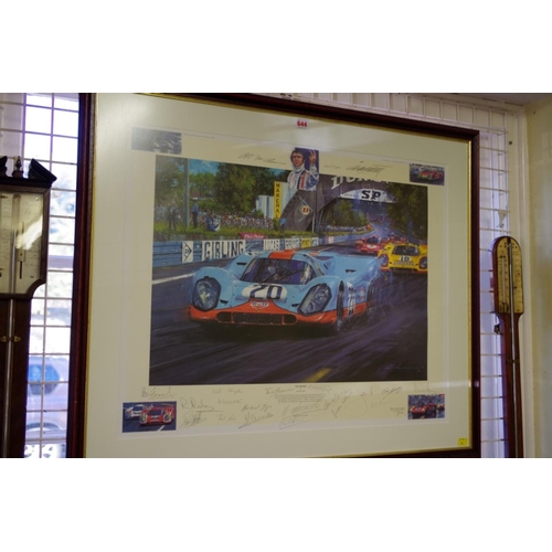 644 - Nicholas Watts, 'Le Mans', signed by 21 drivers and actors, to include Derek Bell, Jacky Ickx, Henri... 