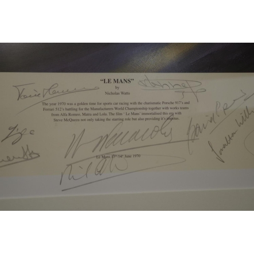 644 - Nicholas Watts, 'Le Mans', signed by 21 drivers and actors, to include Derek Bell, Jacky Ickx, Henri... 