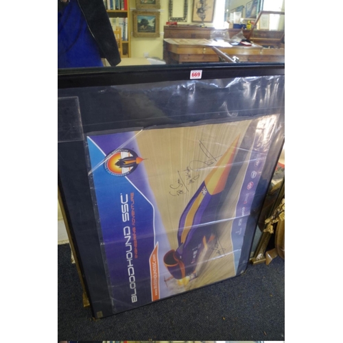 669 - A Bloodhound SSC poster, signed by Andy Green and Richard Noble, 59.5 x 83cm; together with a 2008 G... 