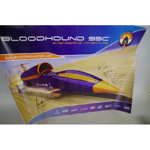 669 - A Bloodhound SSC poster, signed by Andy Green and Richard Noble, 59.5 x 83cm; together with a 2008 G... 