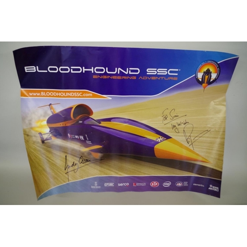 669 - A Bloodhound SSC poster, signed by Andy Green and Richard Noble, 59.5 x 83cm; together with a 2008 G... 