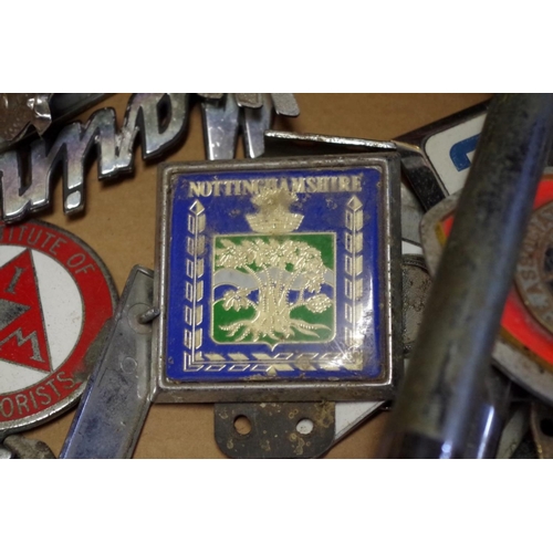 673 - A collection of car radiator badges and related. 