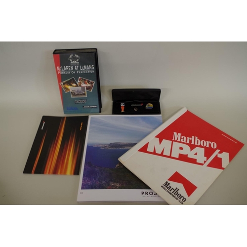 687 - McLaren: a 1981 Marlboro MP4/1 press release; together with MP4-12C brochure; and others, to in... 