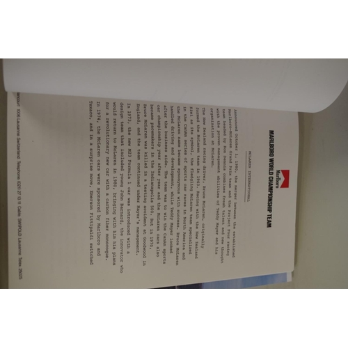 687 - McLaren: a 1981 Marlboro MP4/1 press release; together with MP4-12C brochure; and others, to in... 