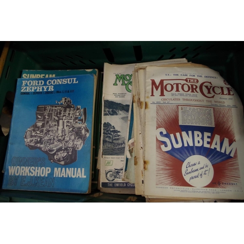 694 - A large collection of motorcycle and automobilia leaflets and publications.