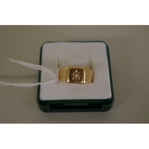 111 - An 18ct gold diamond set signet ring, 5.3g all in.