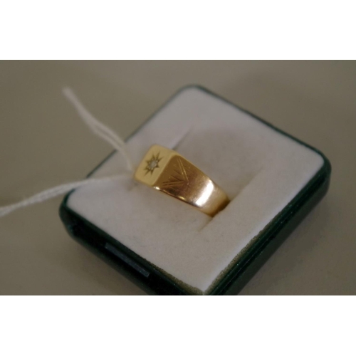 111 - An 18ct gold diamond set signet ring, 5.3g all in.