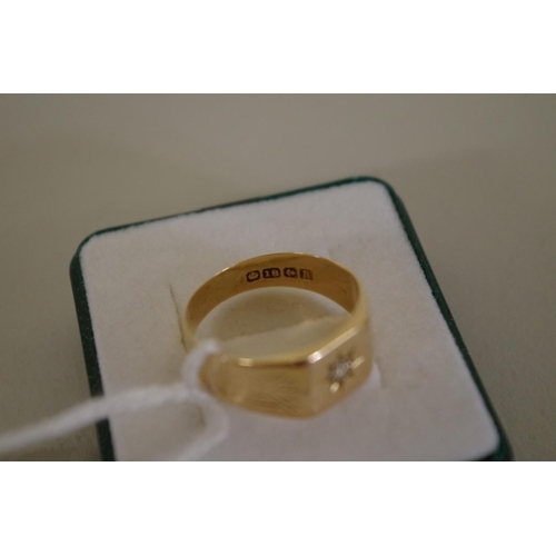 111 - An 18ct gold diamond set signet ring, 5.3g all in.