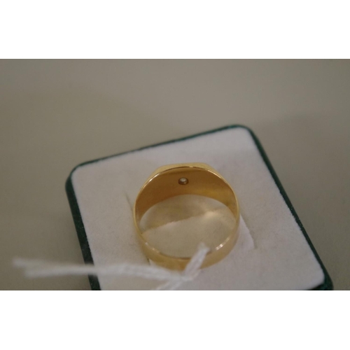 111 - An 18ct gold diamond set signet ring, 5.3g all in.